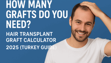 Hair Transplant Graft Calculator 2025 Turkey Guide – Smiling man with thinning hair considering how many grafts he needs for hair restoration